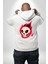 Kırmızı Ateş Kurukafa Rock Erkek Kadın Beyaz Ön Sırt Baskılı Kapüşonlu Sweatshirt Hoodie 4