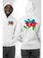 Azerbaycan Haritası Bayrak Tasarımı Erkek Kadın Beyaz Ön Sırt Baskılı Kapüşonlu Sweatshirt Hoodie 1