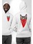 Maske Gangester Kedi Erkek Kadın Beyaz Ön Sırt Baskılı Kapüşonlu Sweatshirt Hoodie 1