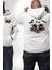 Halloween Skeleton Eğlenceli Cadılar Bayramı Erkek Kadın Beyaz Ön Sırt Baskılı Kapüşonlu Sweatshirt Hoodie 1