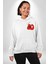 Kırmızı Boğa Maskotu Erkek Kadın Beyaz Ön Sırt Baskılı Kapüşonlu Sweatshirt Hoodie 2