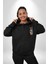Dünya Barışı Özgürlük Zafer Işareti Erkek Kadın Siyah Ön Sırt Baskılı Kapüşonlu Sweatshirt Hoodie 5
