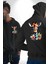 Yapay Zeka Sanat Zürafa Çiçekler Çizimi Erkek Kadın Siyah Ön Sırt Baskılı Kapüşonlu Sweatshirt Hoodie 1