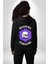 Polen Kafatası Mor Çiçek Erkek Kadın Siyah Ön Sırt Baskılı Kapüşonlu Sweatshirt Hoodie 4