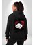 Gözlerim Kapalı Kadın Sokak Stili Erkek Kadın Siyah Ön Sırt Baskılı Kapüşonlu Sweatshirt Hoodie 2