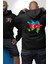 Azerbaycan Haritası Bayrak Tasarımı Erkek Kadın Siyah Ön Sırt Baskılı Kapüşonlu Sweatshirt Hoodie 1