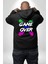 Game Over Oyun Bitti Erkek Kadın Siyah Ön Sırt Baskılı Kapüşonlu Sweatshirt Hoodie 3