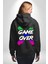 Game Over Oyun Bitti Erkek Kadın Siyah Ön Sırt Baskılı Kapüşonlu Sweatshirt Hoodie 5