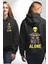 Uzaylı Yalnız Değiliz Ufo Erkek Kadın Siyah Ön Sırt Baskılı Kapüşonlu Sweatshirt Hoodie 1