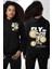 Gökyüzünde Uçmak Astronot Erkek Kadın Siyah Ön Sırt Baskılı Kapüşonlu Sweatshirt Hoodie 1
