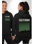 California Erkek Kadın Siyah Ön Sırt Baskılı Kapüşonlu Sweatshirt Hoodie 1