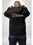 Kırmızı Gül Kaos Erkek Kadın Siyah Ön Sırt Baskılı Kapüşonlu Sweatshirt Hoodie 2