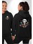 Halloween Skeleton Eğlenceli Cadılar Bayramı Erkek Kadın Siyah Ön Sırt Baskılı Kapüşonlu Sweatshirt Hoodie 1