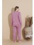 Kadın Büyük Beden Milan Kumaş Baskılı Desenli Uzun Kollu Bambu Pijama Takımı 2