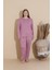 Kadın Büyük Beden Milan Kumaş Baskılı Desenli Uzun Kollu Bambu Pijama Takımı 3