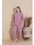 Kadın Büyük Beden Milan Kumaş Baskılı Desenli Uzun Kollu Bambu Pijama Takımı 4