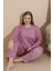 Kadın Büyük Beden Milan Kumaş Baskılı Desenli Uzun Kollu Bambu Pijama Takımı 5