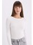 Slim Fit Dar Kesim Bisiklet Yaka Basic Düz Fitilli Kaşkorse Uzun Kollu Tişört E5767AX25SP 1