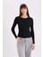 Slim Fit Dar Kesim Bisiklet Yaka Basic Düz Fitilli Kaşkorse Uzun Kollu Tişört E5767AX25SP 3