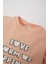 Kız Bebek 2'li Takım Waffle Bisiklet Yaka Baskılı Sweatshirt Beli Lastikli Geniş Bol Paça Eşofman Altı E0202A525SP 3