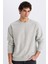 Oversize Geniş Kalıp Bisiklet Yaka Kalın Basic Düz Sweatshirt E5955AX24WN 1