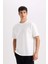 Oversize Geniş Kalıp Bisiklet Yaka Basic Düz Kısa Kollu Ağır Kumaş Tişört B6494AX25SP 1