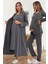 6172 Füme Uzun Sabahlıklı Gecelik Pijama Lohusa Set 1