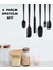 6 Parça Silikon Yanmaz Yapışmaz Mutfak Pasta Silikon Fırçası Kaşık Bıçak Siyah Spatula Seti 2