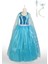 Mavi Elsa Frozen Uzun Pelerinli Askılı Kostüm 1