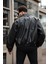 Erkek Siyah Oversize Vintage Deri Ceket 3