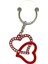 Kırmızı Parlak Boncuklu Kalp Içine Geçen Kalp Metal Anahtarlık Şirin Çanta Anahtar Aksesuar 1