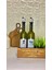 Ahşap Stantlı Amber 2'Li 750 Ml Zeytinyağı Sıvıyağ Şişesi Yağdanlık Yağlık 4