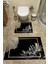 Altın Rengi Gold Detaylı Siyah Banyo Paspası Klozet Takımı 2'li Kaymaz Tabanlı Set 1