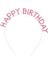 Pembe Renk Kristal Taşlı Gold Renk Kaplama Happy Birthday Taç 16 x 17 cm 1