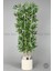 Yapay Bambu Ağacı 140 cm Krem Gümüş Metal Saksıda 4