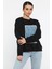Kadın Bisiklet Yaka Kot Garnili Zincir Detaylı Şardonlu Sweatshirt 2