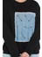 Kadın Bisiklet Yaka Kot Garnili Zincir Detaylı Şardonlu Sweatshirt 4