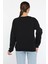 Kadın Bisiklet Yaka Kot Garnili Zincir Detaylı Şardonlu Sweatshirt 3