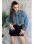 Droplu Crop Top Jean Kot Ceket 2