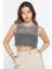 Bisiklet Yaka File Kadın Crop Top Örme Süveter P-00010075 1
