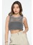Bisiklet Yaka File Kadın Crop Top Örme Süveter P-00010075 2