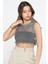 Bisiklet Yaka File Kadın Crop Top Örme Süveter P-00010075 3
