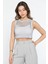 Bisiklet Yaka File Kadın Crop Top Örme Süveter 1