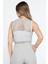 Bisiklet Yaka File Kadın Crop Top Örme Süveter 4