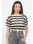 Çizgi Desenli Kadın File Bluz 1