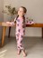 Pembe Stitch Desen Fitilli Kız Çocuk Pijama Takım 1