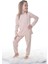 Çiçek Desenli Bej Fitilli Çocuk Pijama Takımı 2