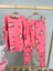 Kalp Desen Fitilli Pembe Kız Çocuk Pijama Takım 1