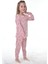 Çiçek Desenli Pembe Fitilli Çocuk Pijama Takımı 2