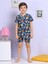 Dinozor Desenli Şortlu Lacivert Pijama Takımı 3